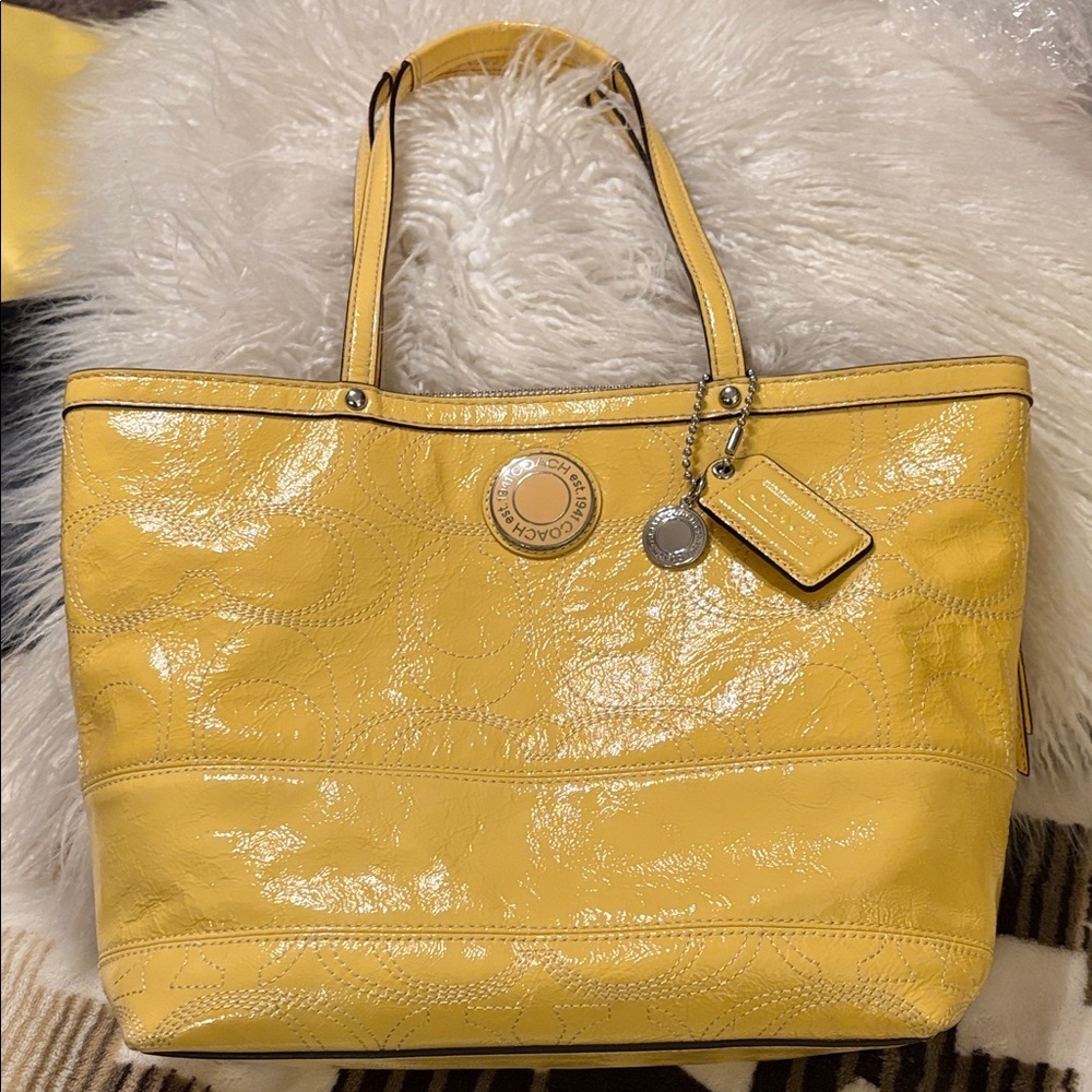Coach Glossy Yellow Leather Tote
